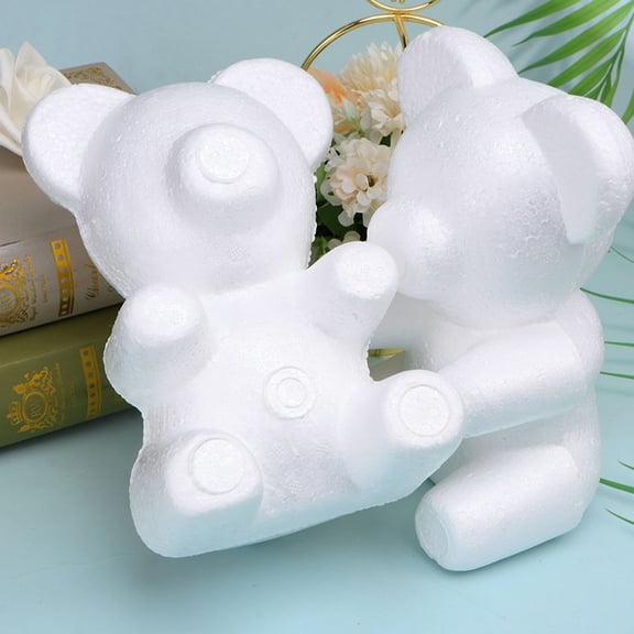 PTOOTP 4Pcs White Foam Bear Craft Models Easy to Paint and Use for Decorations