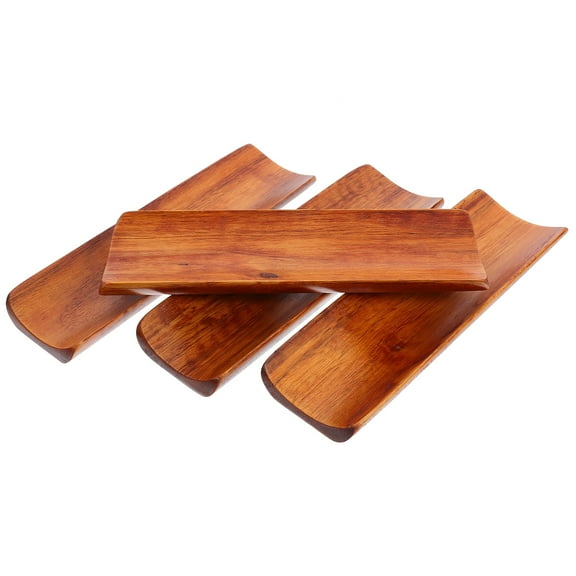 PTOOTP 4-Piece Wooden Coffee Spoon Rest Set and Multipurpose Kitchen Utensil Holder for Serving and Storage