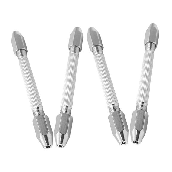 PTOOTP 4pcs Double Ended Hex Hand Drill Pin Vise 0.5-3.2mm Brass Mini