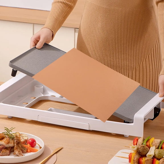 PTOOTP Outdoor Grill Mat 4-Pack Nonstick Pads Orange PTFE Coated