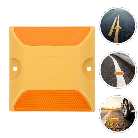 PTOOTP Highway Reflective Markers Yellow Plastic Speed Reduction 4Pcs