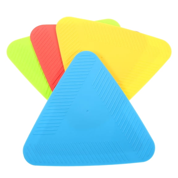 PTOOTP 4pcs Triangular Flat Cone Markers 8 Inch Tpe Floor Triangles