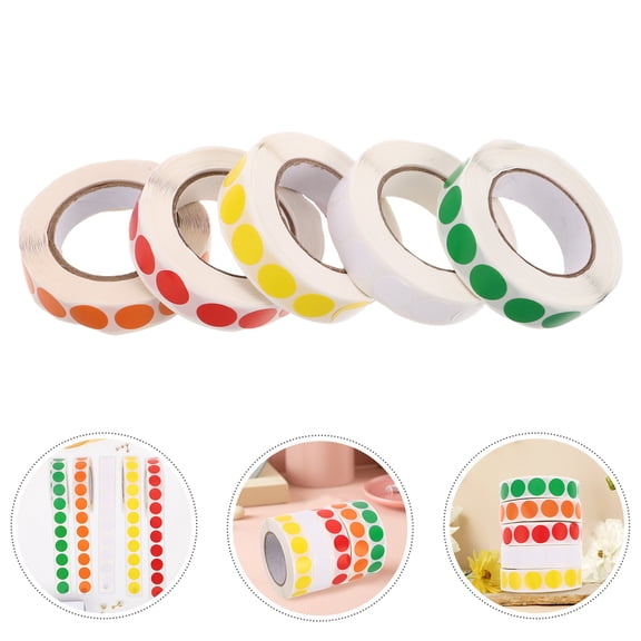 PTOOTP 5 Rolls of Dot Labels Adhesive Blank Labels for Home Use in Assorted Color