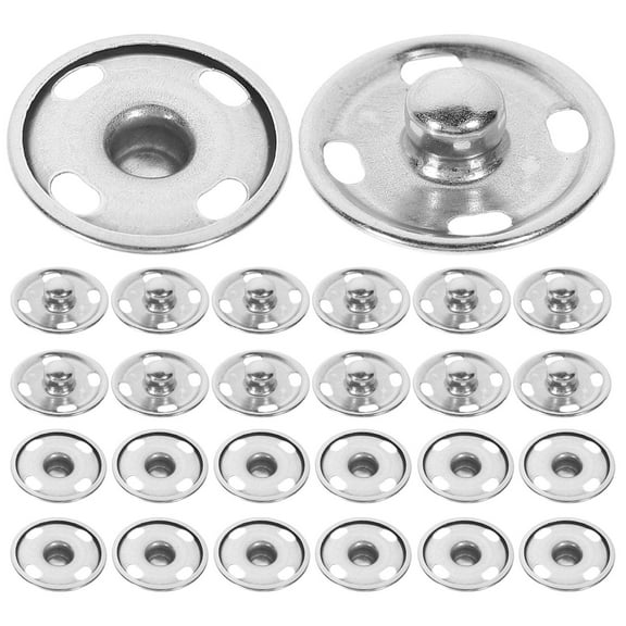 PTOOTP Silver Metal Snap Fasteners 50 Sets Round for Sewing Projects Fabric