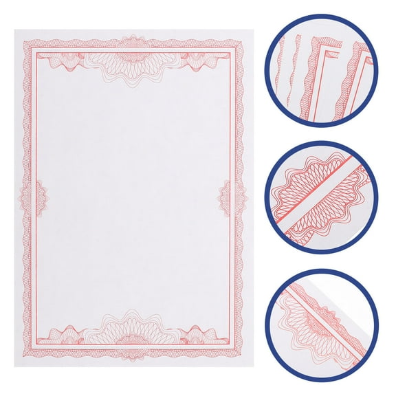 PTOOTP Red Certificate Paper with Floral Border for Awards and Personalization, Decorative Printing Paper