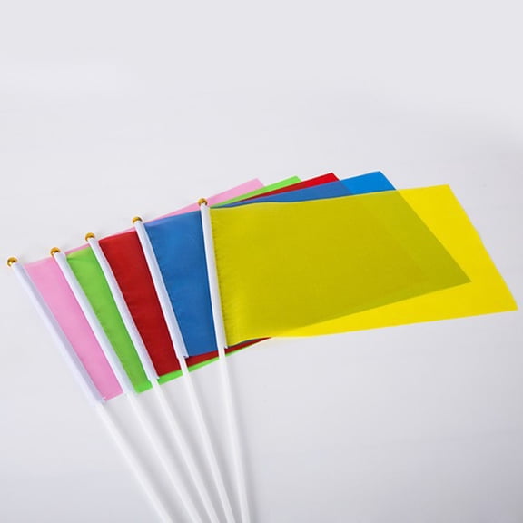 PTOOTP 50Pcs Red Polyester Waving Hand Flag Portable Party Banner for Outdoor Celebration