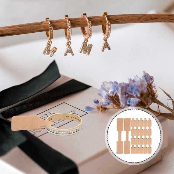 PTOOTP 50Pcs Practical Jewelry Price Labels Coffee Paper Stickers for Earring and Bracelet Tags