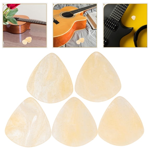 PTOOTP 5-Pack Yellow Resin Guitar Picks for Guitar & Bass with Comfortable Grip, Smooth Playing and Performance