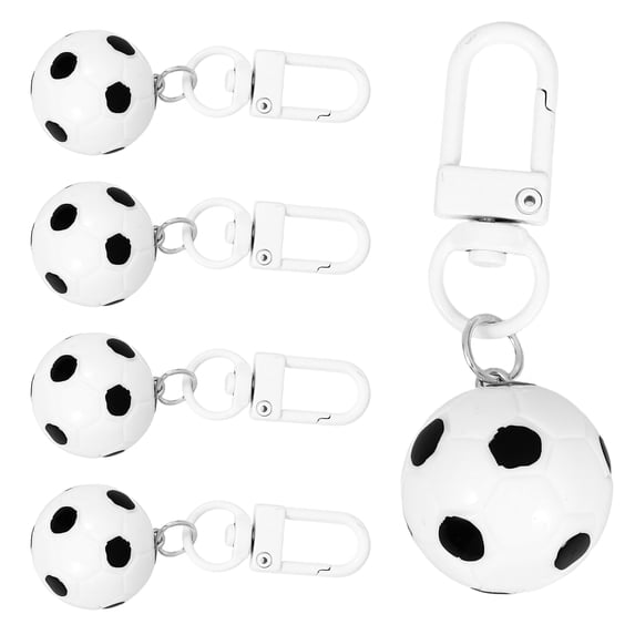 PTOOTP 5-Pack White Soccer Keychain Bag Charms Party Favor Decorations Accessories Set