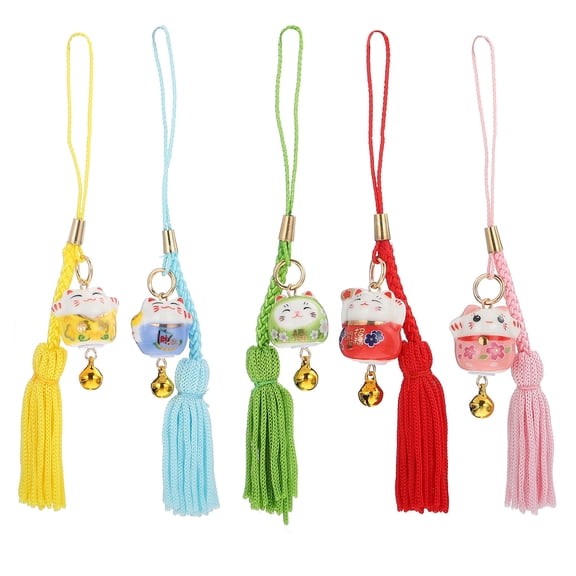 PTOOTP Lucky Cat Keychain Pendant Phone Assorted Colors, Mobile Accessory with Craftsmanship