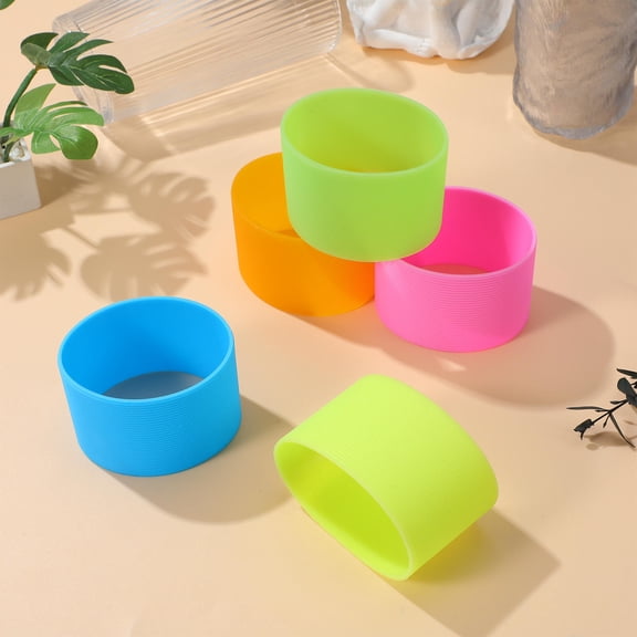 PTOOTP 5Pcs Silicone Bottle Bands for Sublimation Tumbler Heat Insulated Multipurpose Glass Cup Covers