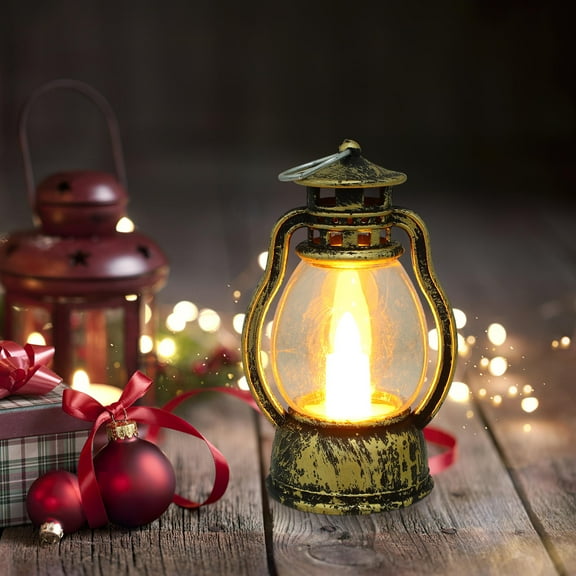 PTOOTP 5-Pack Vintage Style Golden Round Lanterns Christmas Decorative Indoor Lighting Props