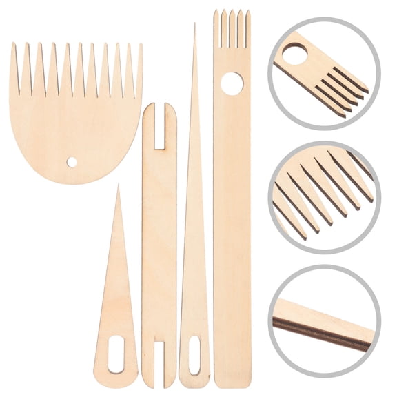 PTOOTP Beige Wooden Weaving Shuttle Kit for Crafts, Professional Hand Weaving Tool Set, 1 Piece