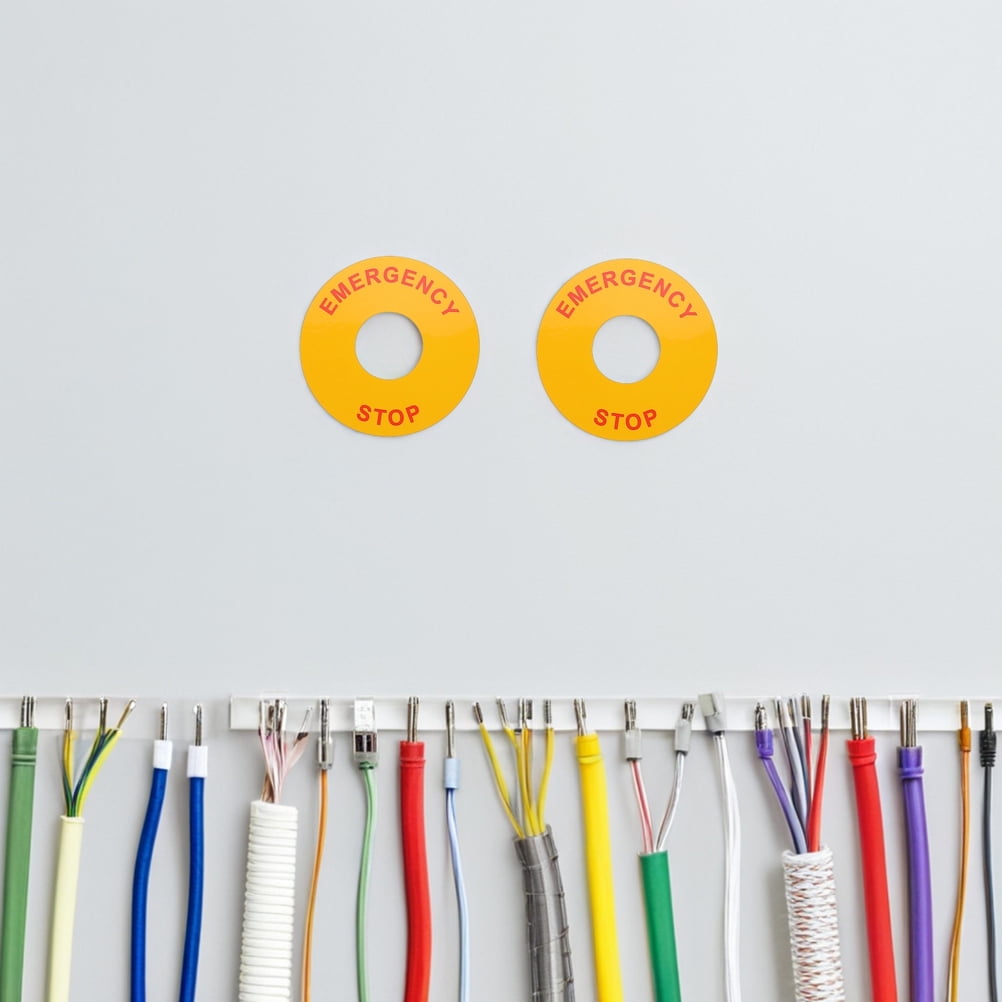 PTOOTP 5Set Caution Emergency Stop Sticker Bold Colors Safety Signs for ...