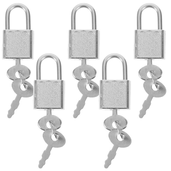 PTOOTP 5 Sets Mini Plastic Padlocks with Keys for Toy Boxes, Treasure Chests, Kids Accessories, Antique Style Small Locks