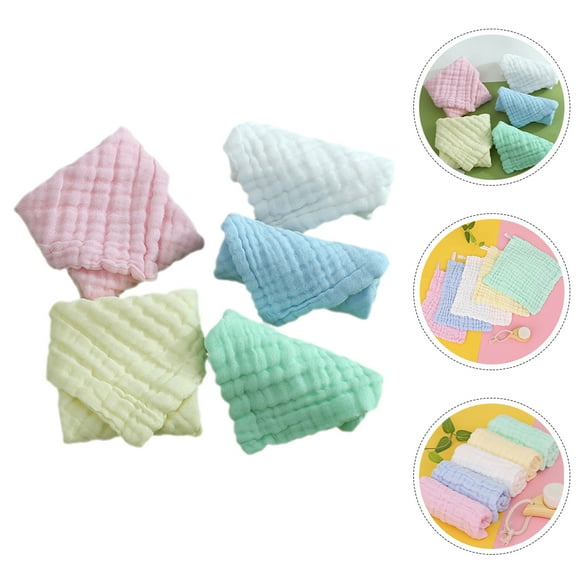 PTOOTP 5-Pack Muslin Washcloths, Multi-Functional Absorbent Cotton Face Towels, Soft and , Assorted Colors