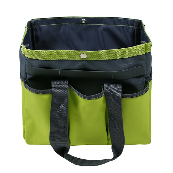 PTOOTP Portable Garden Tote Bag with Multiple Pockets, Lightweight Green Oxford Cloth for Tools and Accessories