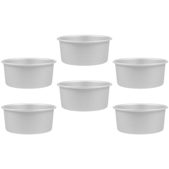PTOOTP 6-Piece 4-Inch Aluminum Cake Pans Set for Home Baking, Non-Stick Round Bakeware for Cakes and Desserts