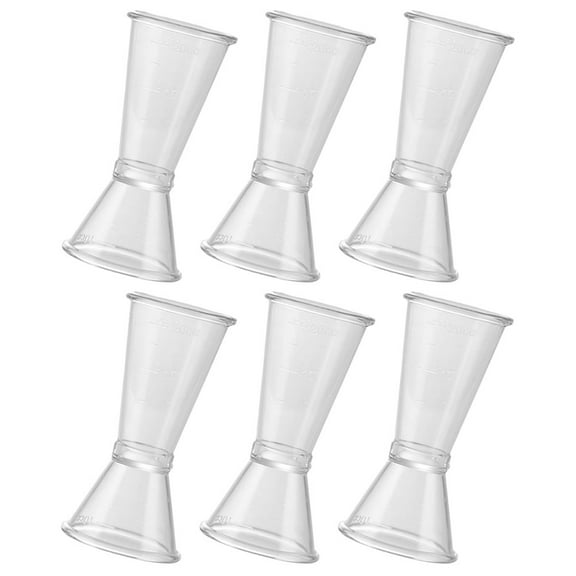 PTOOTP Double Jigger Plastic Measuring Cups Transparent 6 Pcs Bar Tools Set for Cocktail Mixing