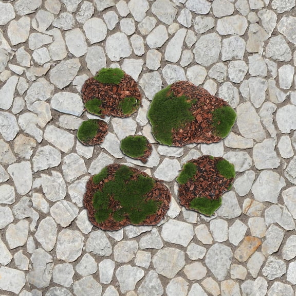 PTOOTP 6Pcs Moss Covered Stone Decorations for Crafting Floral Arrangements Lightweight Foam