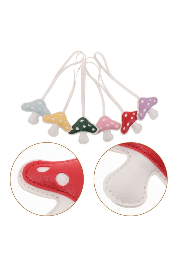 6-Pack PU Mushroom Charm Keychains for Car, Bag, Backpack Accessories