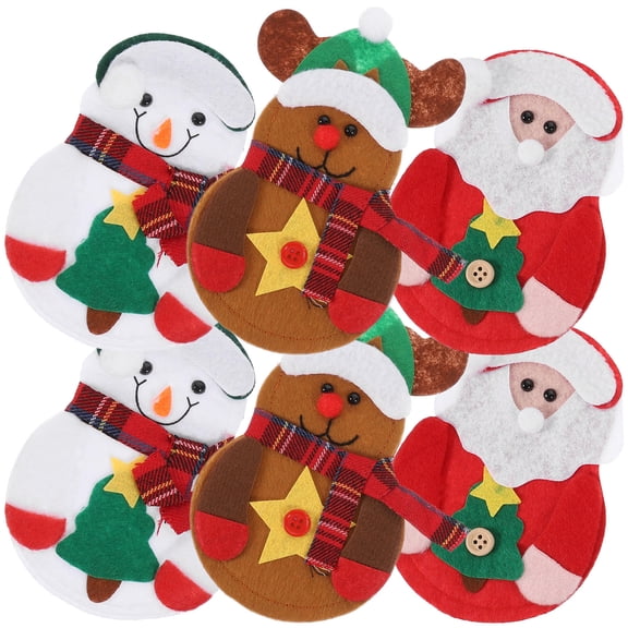 PTOOTP Christmas Snowman Silverware Pouches Fork Spoon Decorations 6pcs