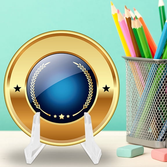 PTOOTP Clear Acrylic Badge Holder Display Stands, Lightweight Plastic, 6 Pieces, and Transparent Badge Holders