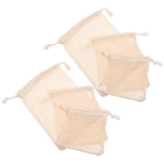PTOOTP 6-Pack Reusable Cotton Mesh Produce Bags with Drawstring for Fruits and Vegetables Storage, and Easy to Use