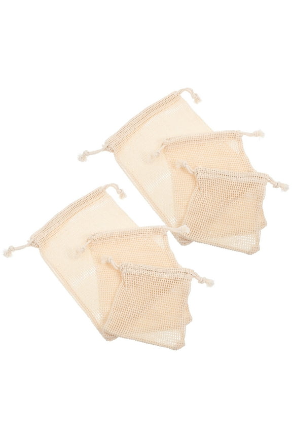6-Pack Reusable Cotton Mesh Produce Bags with Drawstring for Fruits and Vegetables Storage, and Easy to Use