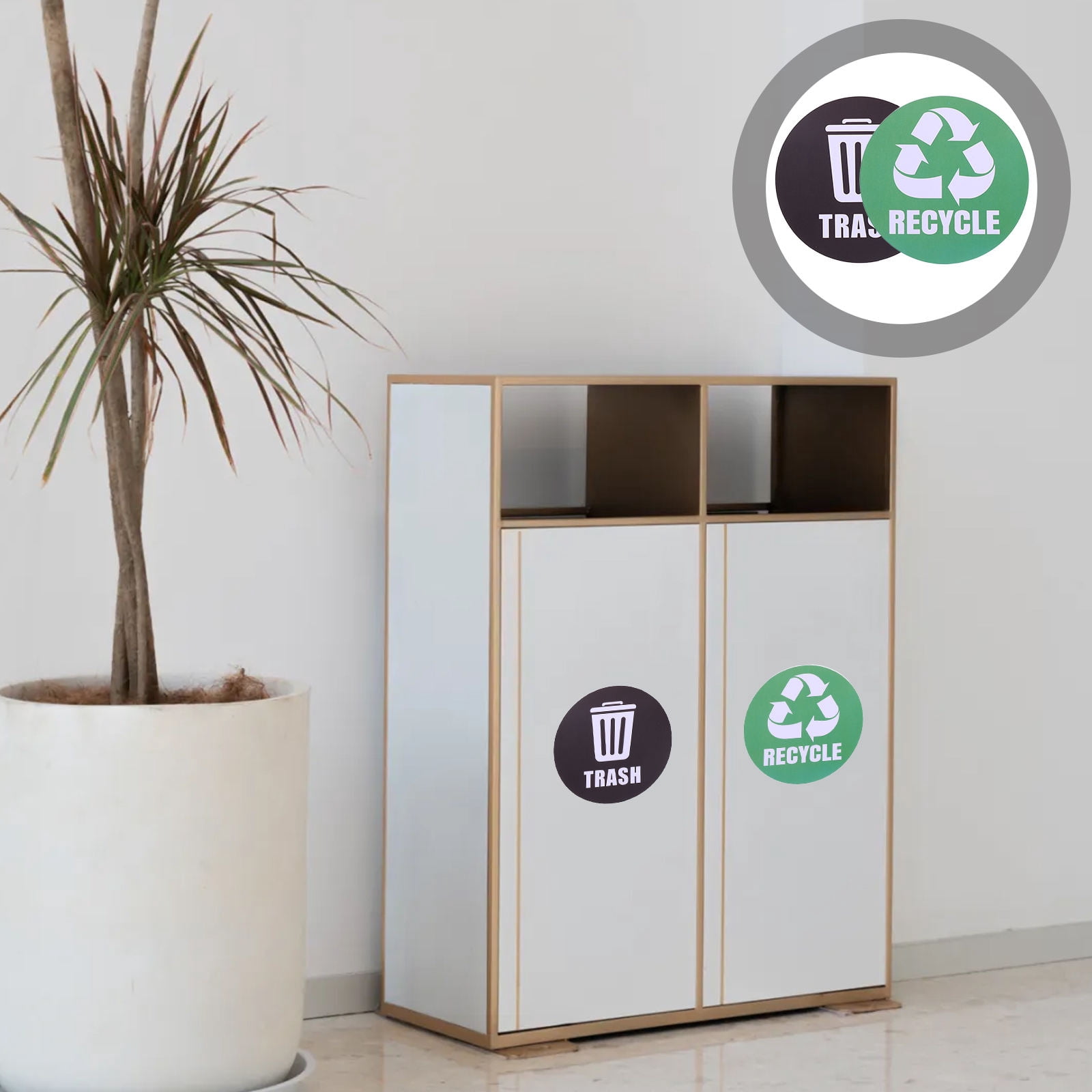 PTOOTP Waste Bin Classification Stickers 6 Pieces Assorted Colors PVC ...