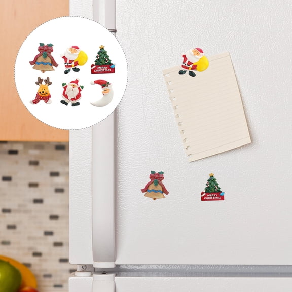 PTOOTP Assorted Color Resin Christmas Charms with Magnets, 6-Piece Set for Fridge Decoration and Holiday Craft Projects