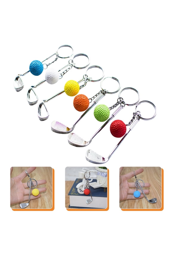Sports Golf Keychain Assorted Colors 6 Pieces Keyring for Golf and Sports Fans