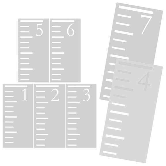 PTOOTP 7Pcs Durable Plastic Growth Chart Template Stencil White for Convenient Wall Height Recording
