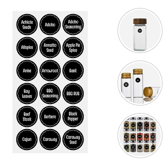 PTOOTP Kitchen Labels Black PVC for Pantry and Spice Jars Clear Visibility Versatile Use