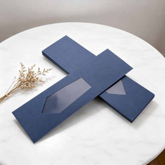 PTOOTP 8Pcs Portable Dark Blue Necktie Holder Box with Lid for Wrinkle Protection and Elegant Presentation