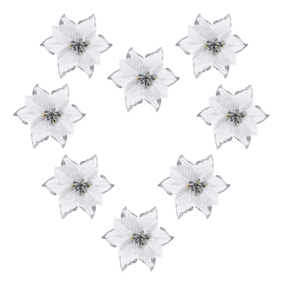 PTOOTP 8 Pieces Artificial Flowers Set for Christmas Holiday Table Decoration and Home Floral Arrangement