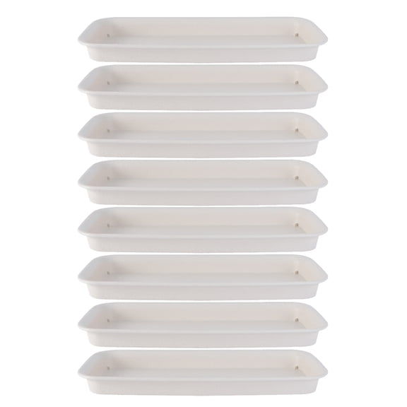 PTOOTP Set of 8 White Plastic Plant Saucers, Planter Trays for Flowerpot Water Drainage and