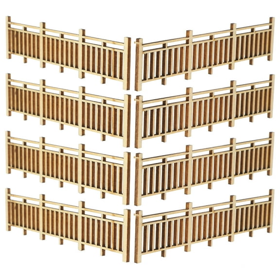 PTOOTP 8Pcs Small Fence Model Brown Mini Fence Adornment for Bird House and Gardening