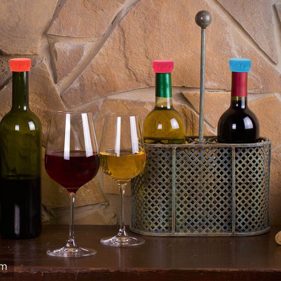 PTOOTP 8Pcs Silicone Bottle Cork Caps for Wine Sealing in Mixed Assorted Colors