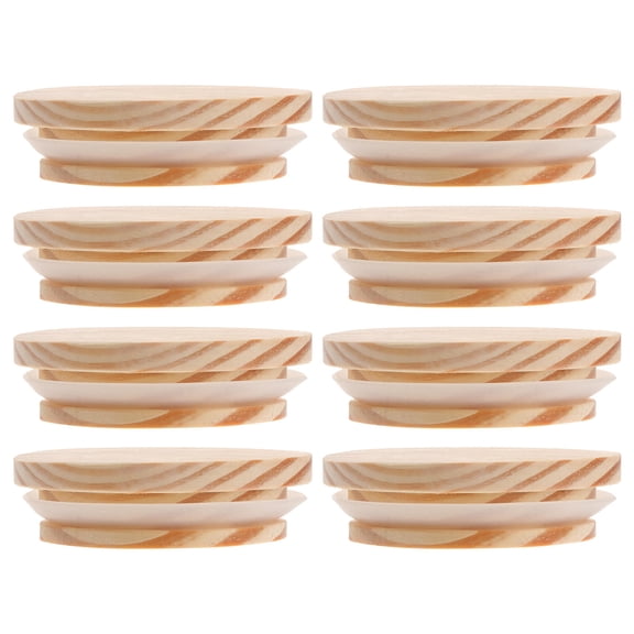 PTOOTP Set of 8 Khaki Wood Airtight Lids for Glass Jars, Ideal for Kitchen Storage, Craft Containers, and Food Preservation