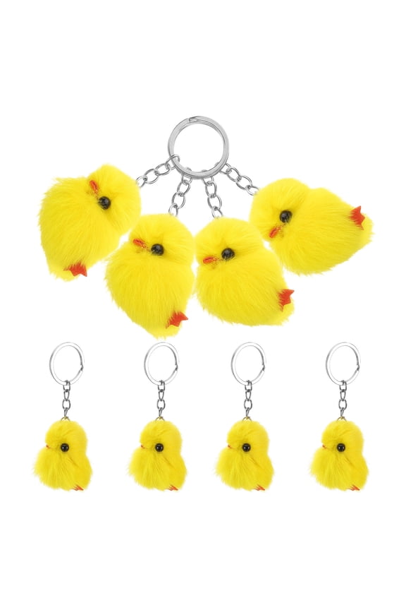 8Pcs Yellow Chick Plush Keychain Soft Chicken Bag Charm Cute Keyring Accessory