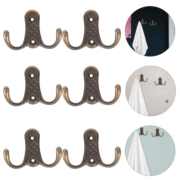 PTOOTP Rustic Metal Wall Hooks, Heavy Duty Golden Clothes Hangers for Home, Kitchen, Bathroom, and Entryway Organization