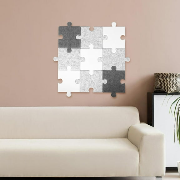 PTOOTP 9Pcs Felt Display Boards with Self Adhesive Backing Puzzle Design for Office Wall Decor