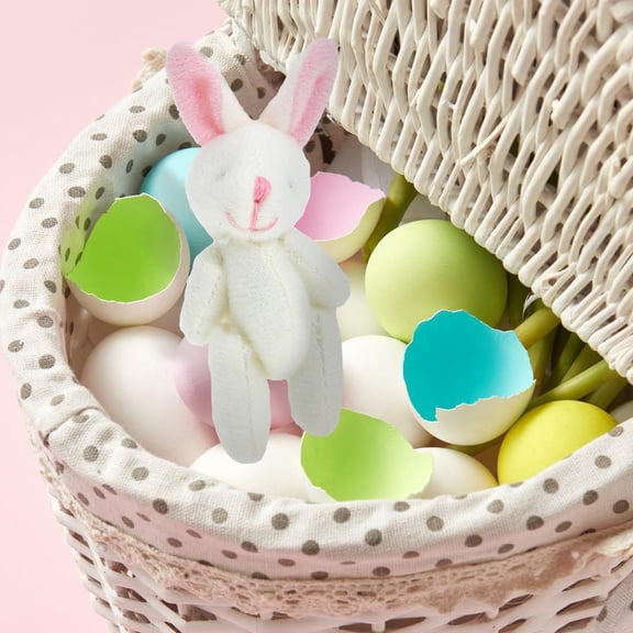 PTOOTP White Plush Rabbit Shape Pendant Adorable Animal Decor for Bags and Belts 6Pcs