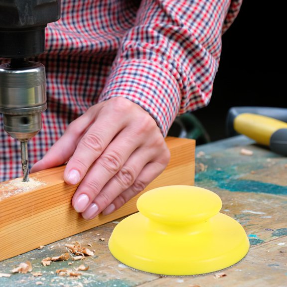 PTOOTP Backing Plate Pad Hand Sanding Block Yellow PU 1Set for Woodworking Tool