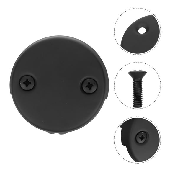 PTOOTP Stainless Steel Black Tub Overflow Drain Cover Plate for Bathtubs with Sleek Design and Smooth Water