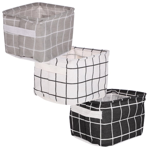 PTOOTP Basket Storage Oxford Cloth Gray Grid for Friends in Entrance 3Pcs 7.9*6.3*5.5in