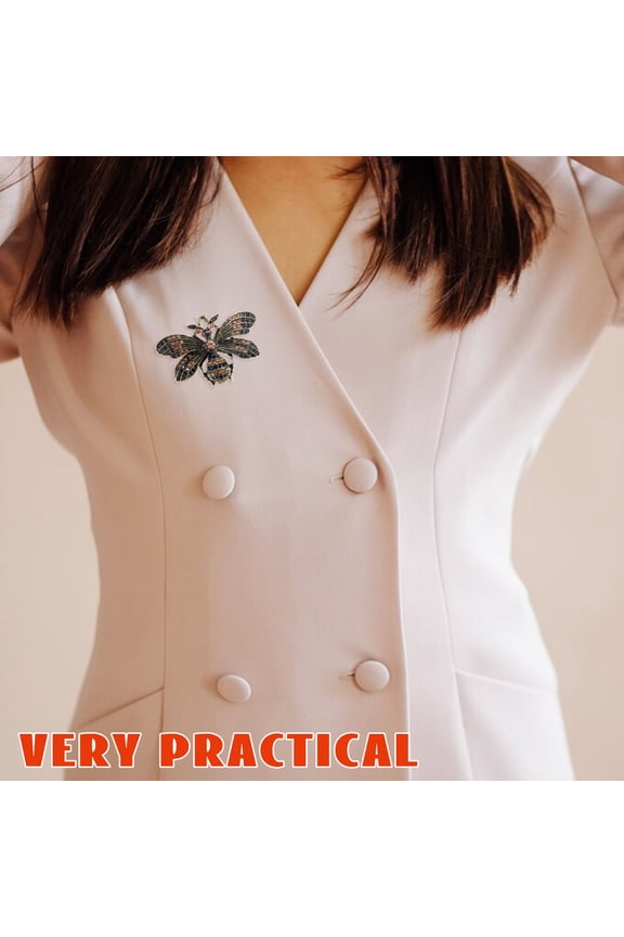 Fashionable Insect Brooch Pin Brown Metal Rhinestone for Clothes and Hats