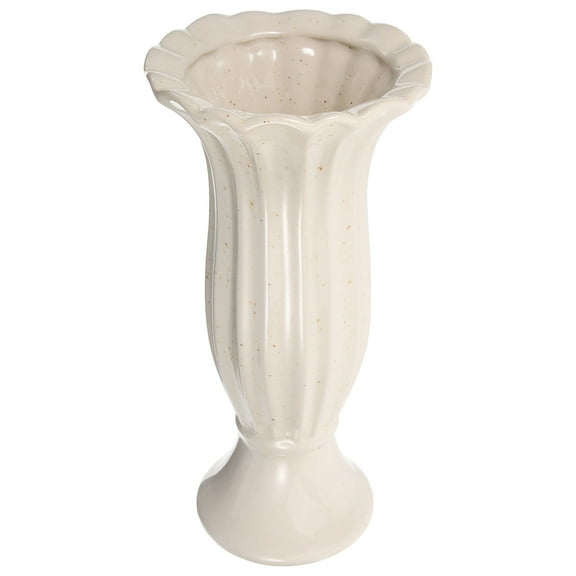 PTOOTP Roman Column Ceramic Vase Beige Memorial Flower Container for Decoration