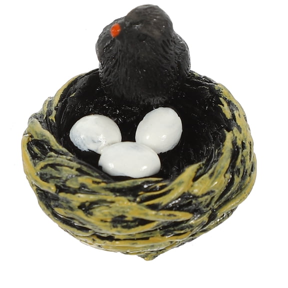 PTOOTP Birds Decoration with Black Resin Artificial Bird Nest Garden Ornament 1Pack